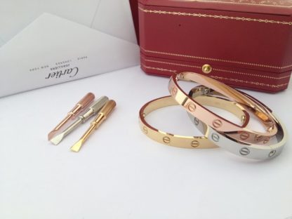 Cartier love bracelet without diamonds pink gold, yellow gold, white gold