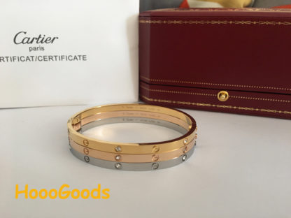 Cartier LOVE Bracelet SM yellow gold, pink gold, white gold with 6 dimaonds