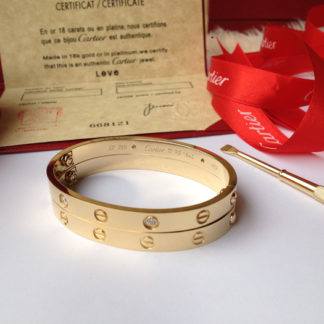 Yellow gold Cartier love bracelet 4 diamonds