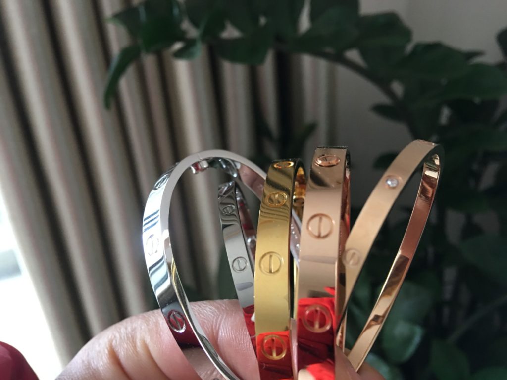 Cartier love bracelet small & classic yellow gold, pink gold, white gold
