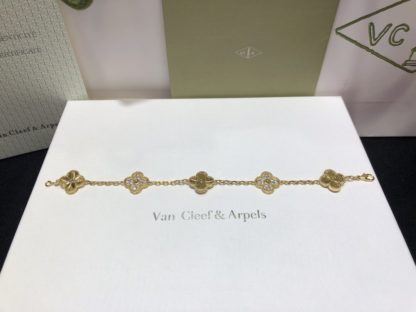 vintage alhambra bracelet 5 motifs yellow gold diamonds