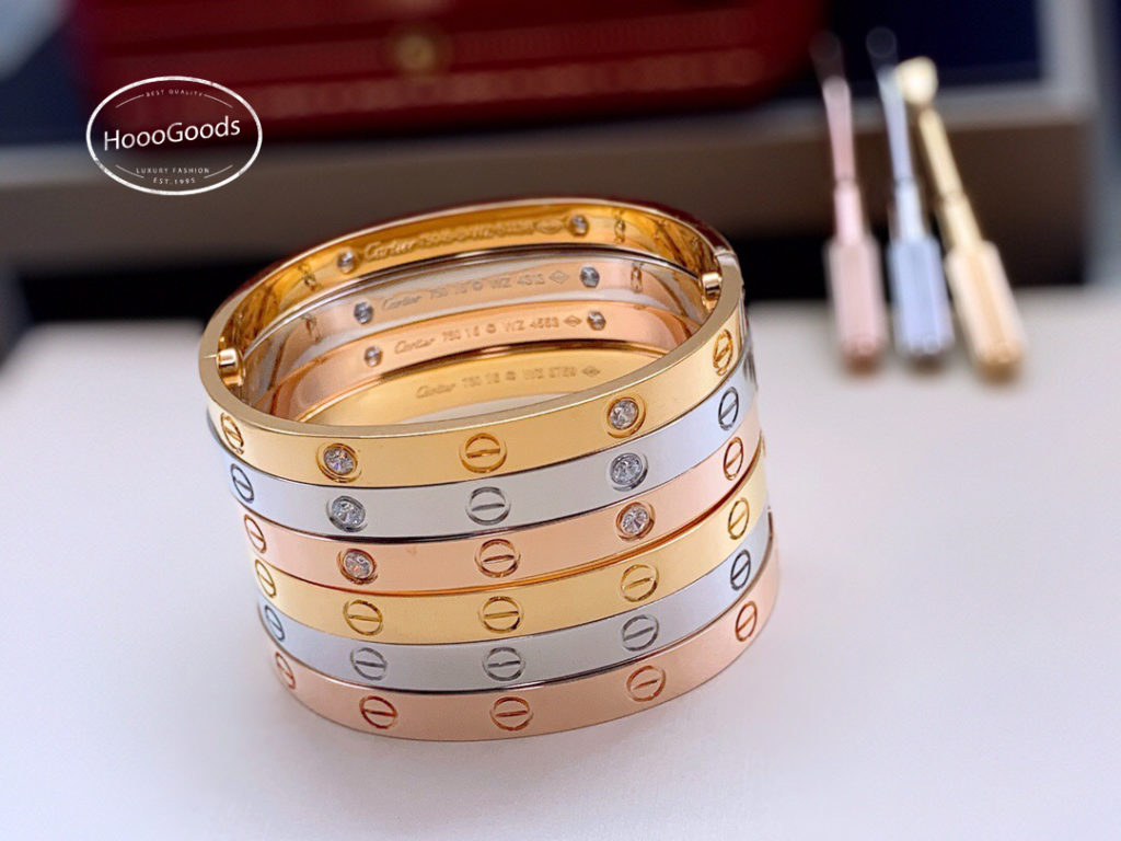 Cartier LOVE Bracelet Collection: white, pink, yellow gold. diamonds and without diamonds