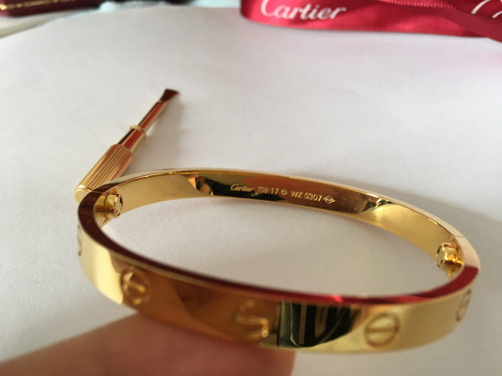 yellow gold size 17 Cartier Love bracelet