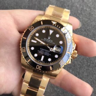 Rolex Submariner Yellow Gold Black Dial Date Watch 116618LN