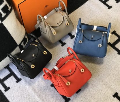 Hermes Lindy 20 (Mini) in Multiple colors Taurillon Clemence with silver/gold hardware