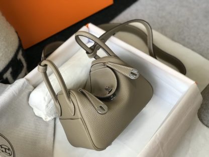 Grey Mini Hermes Lindy Bag