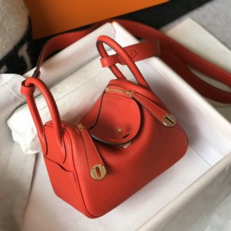 Hermes Mini Lindy 20 Red Taurillon Clemence