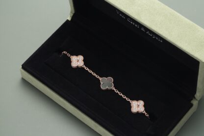 Van Cleef Vintage Alhambra bracelet 5 motifs rose gold gray mother-of-pearl - VCARP2R100