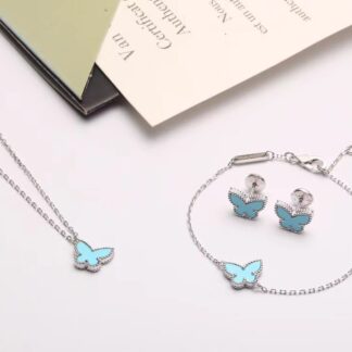 VCA Sweet Alhambra Butterfly Bracelet, Pendant and Earstuds/Earrings Turquoise