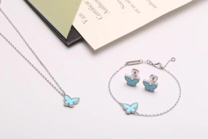 VCA Sweet Alhambra Butterfly Bracelet, Pendant and Earstuds/Earrings Turquoise