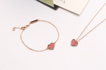 Carnelian Van Cleef Sweet Alhambra Heart necklace and Bracelet rose gold