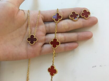Van Cleef Carnelian Sets: Vintage Alhambra Bracelet, Necklace and Earrings