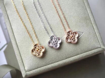 VCA Vintage Alhambra Necklace White, Rose and Yellow gold, Diamond