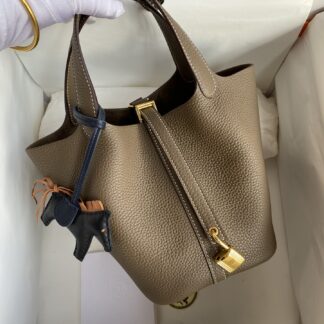 Hermes Picotin Lock Bag 18 Etoupe Taurillon Clemence Leather