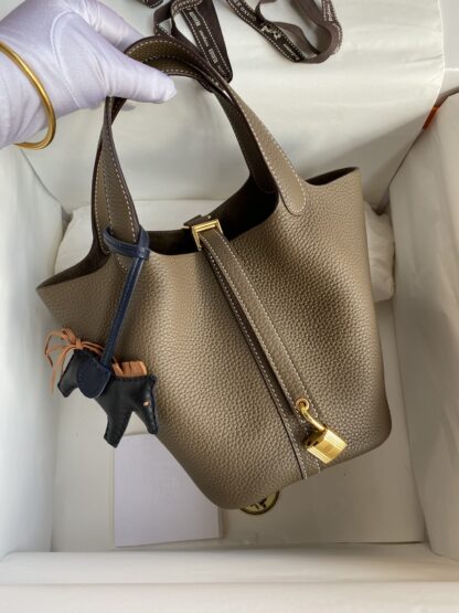 Hermes Picotin Lock Bag 18 Etoupe Taurillon Clemence Leather