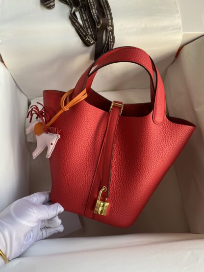 Hermes Picotin 18 Rouge Garance Lock Bag GHW