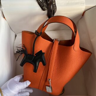 Hermes Picotin Lock Bag Orange TC Leather PHW