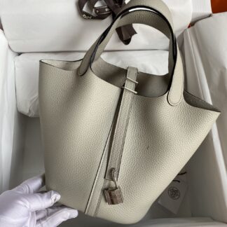 Hermes Picotin Lock 18cm Pearl Gray Bag