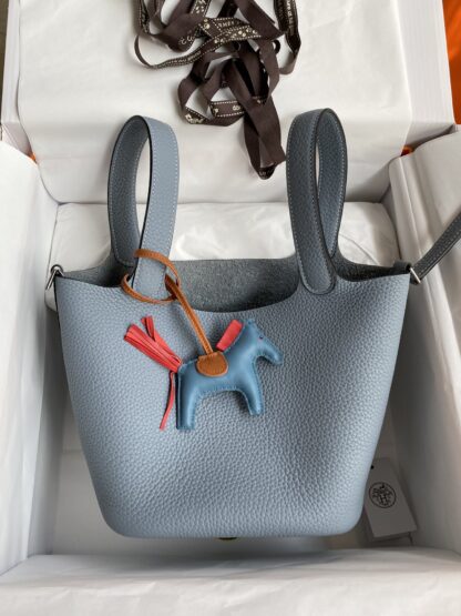 Hermes Picotin Blue Lin Lock Bag