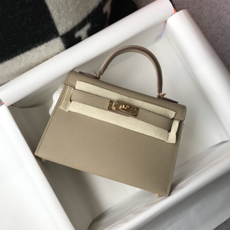 MINI 24/24 29CM IN TOGO ETOUPE EVERCOLOR CALFSKIN GOLD KELLY BUCKLE main image 1