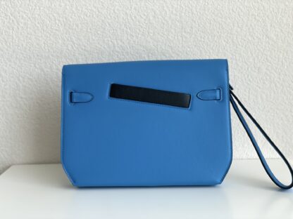 Hermes Kelly depeches 25 colormatic pouch Bleu Hydra / Noir / Fauve