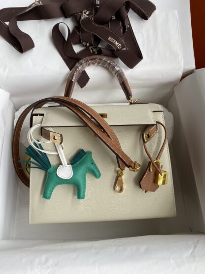 Craie and Gold Hermes HSS Special Order Kelly 25 Epsom Horseshoe
