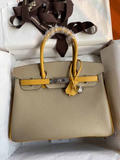 Trench and Jaune Ambre Hermes HSS Special Order Birkin 30 Epsom Horseshoe Stamps