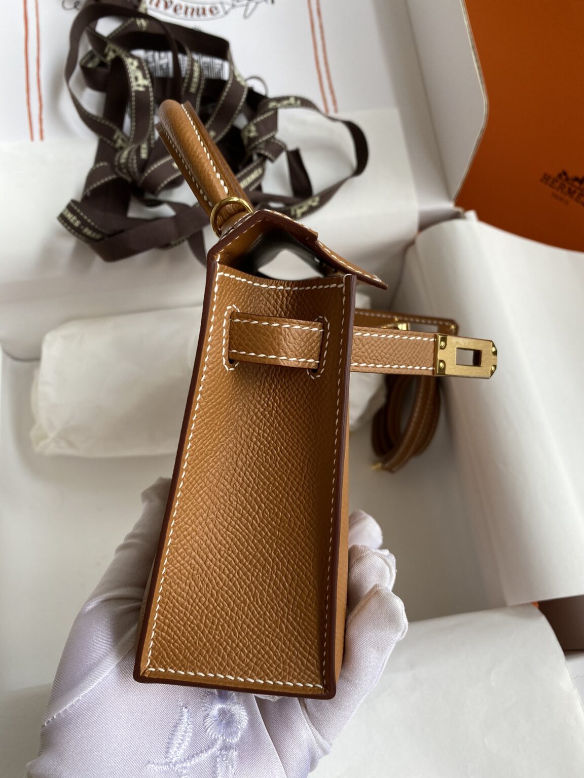 HM Kelly Pocket 13.5 Tan Epsom Ghw
