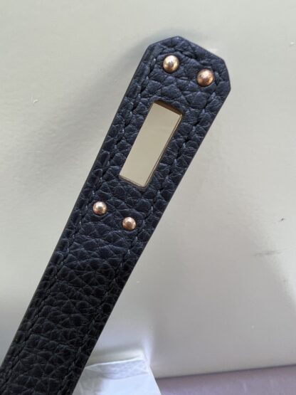 Real 1:1 fully handmade black Fjord leather Hermes Birkin 25 rose gold hardware