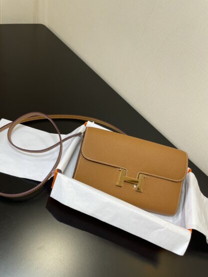 Gold HERMES Constance To Go long wallet