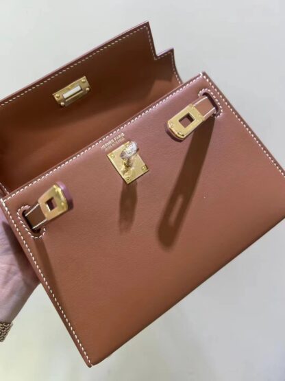 Real 1:1 Hand-Stitched Hermes Kelly 20 Gold Swift Gold Hardware