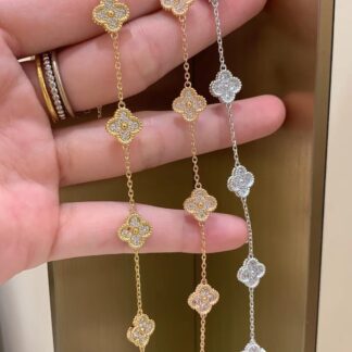 VAN CLEEF Sweet Alhambra bracelet 6 motifs white gold, rose gold and yellow gold. Diamond