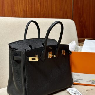 Hermes Birkin 25 Togo Black Gold Hardware